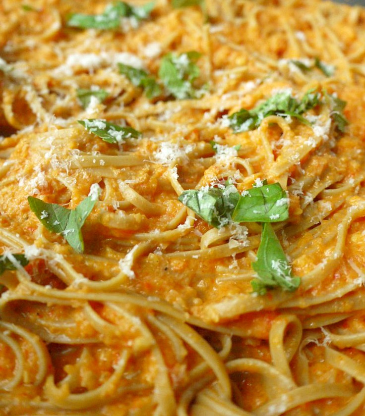 roasted red pepper, goat cheese and fennel pasta 9