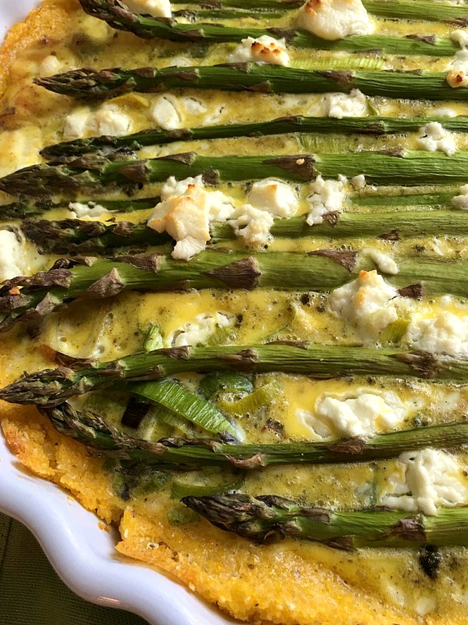 asparagus and leek tart with parmesan polenta crust 1