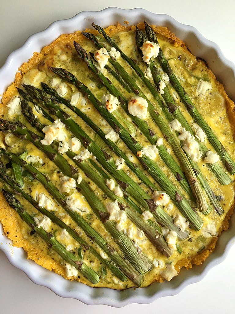 asparagus and leek tart with parmesan polenta crust 2