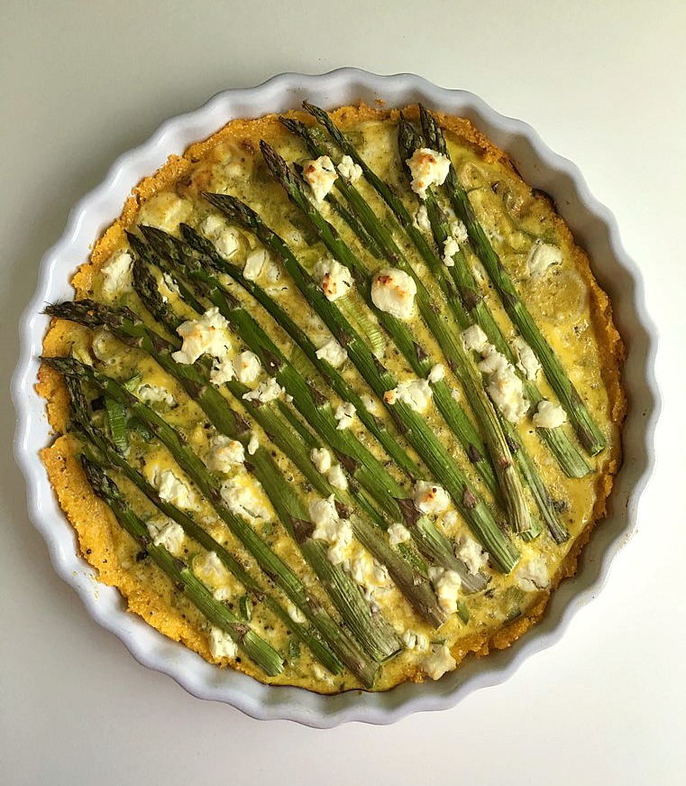 asparagus and leek tart with parmesan polenta crust 4