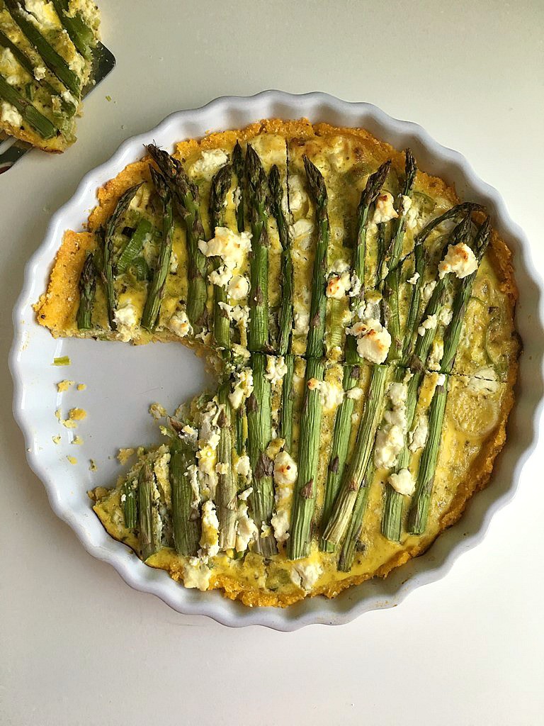 asparagus and leek tart with parmesan polenta crust 6