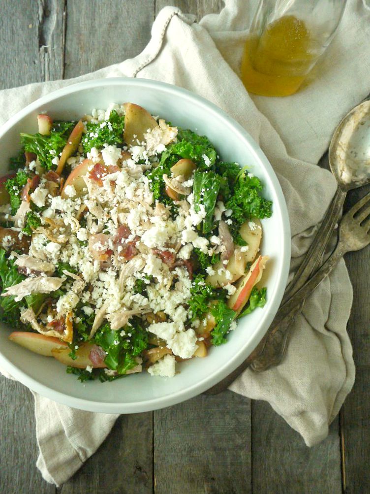 Chicken and Kale Salad with Bacon-Fried Apples and Walnuts 1 adjusted