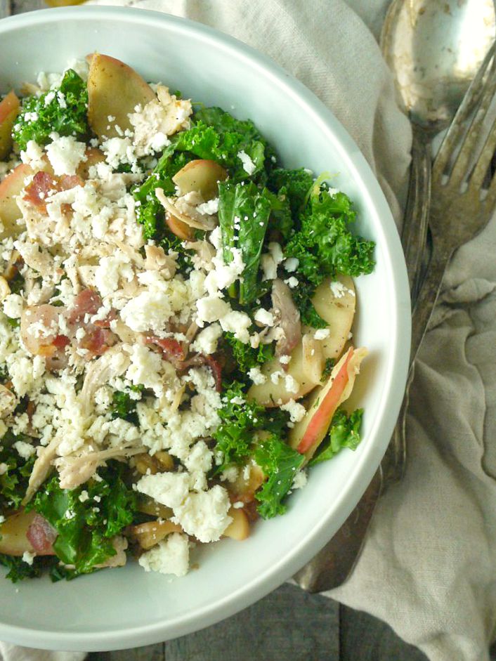 Chicken and Kale Salad with Bacon-Fried Apples and Walnuts 3 adjusted