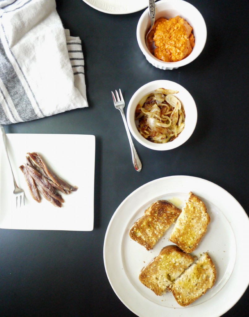 anchovy and caramelized onion toast with pimiento spread 3