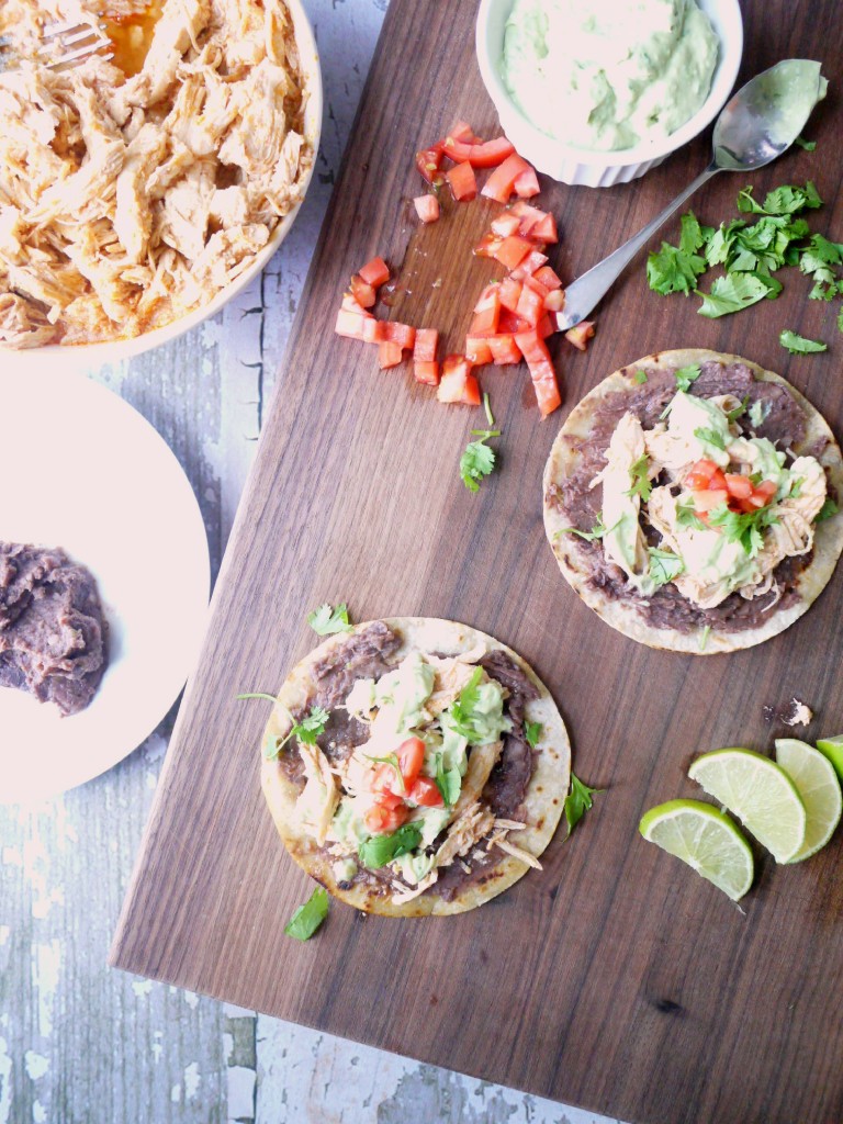 slow cooker chicken enchilada tostadas 2