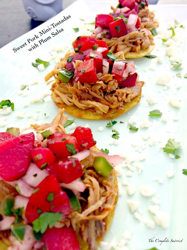 Sweet Pork Mini-Tostadas with Plum Salsa resized