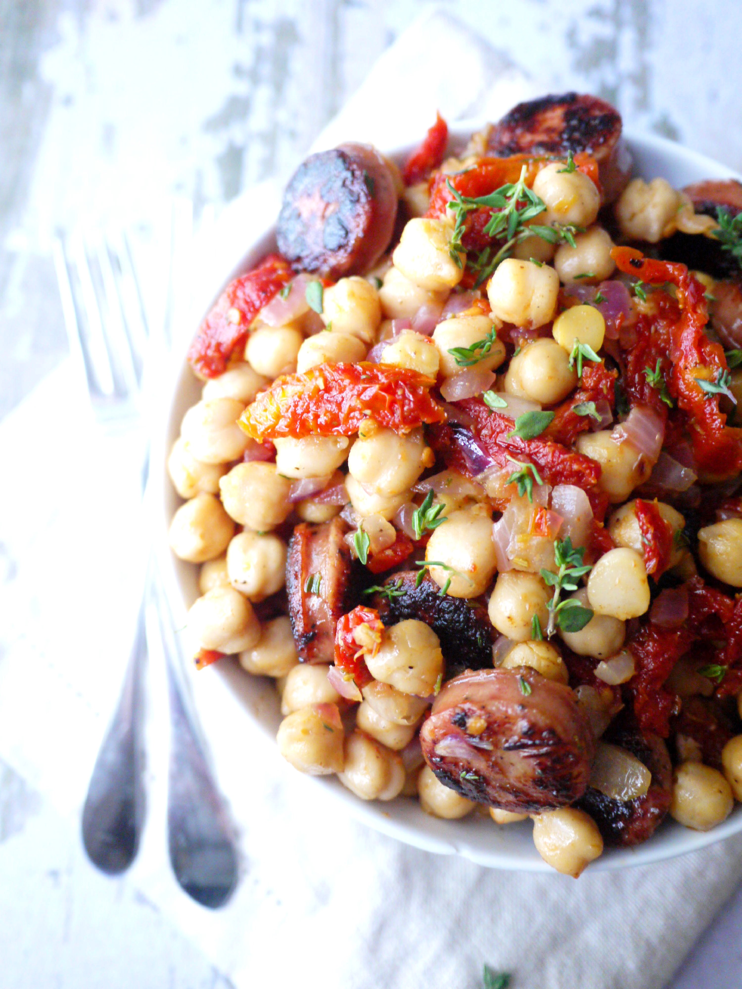 mediterranean chicken sausage and chickpea salad 2