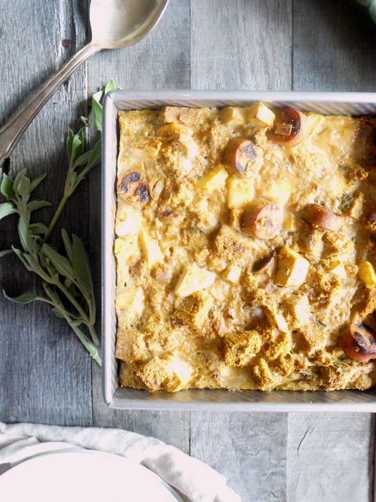 pumpkin sausage bread pudding 1