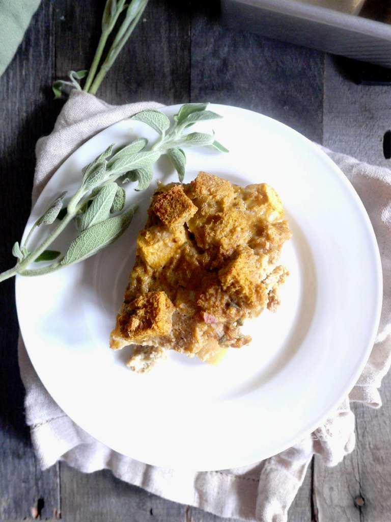 pumpkin sausage bread pudding 3