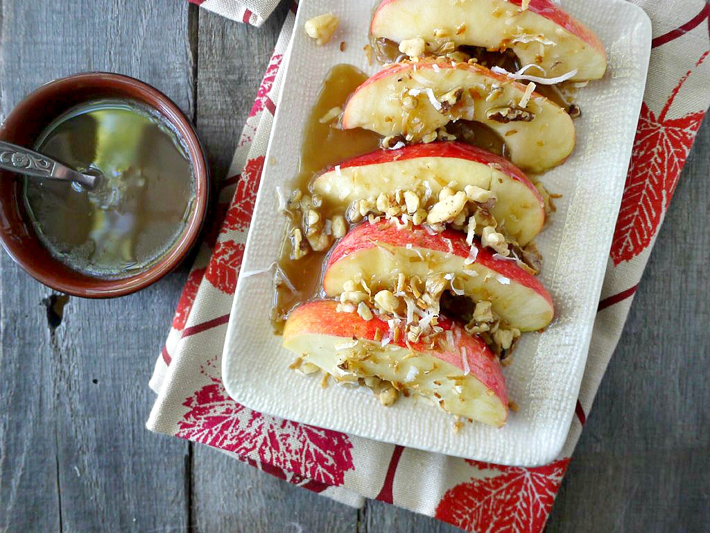 caramel apple slices with toasted pecans and coconut 9 adjusted