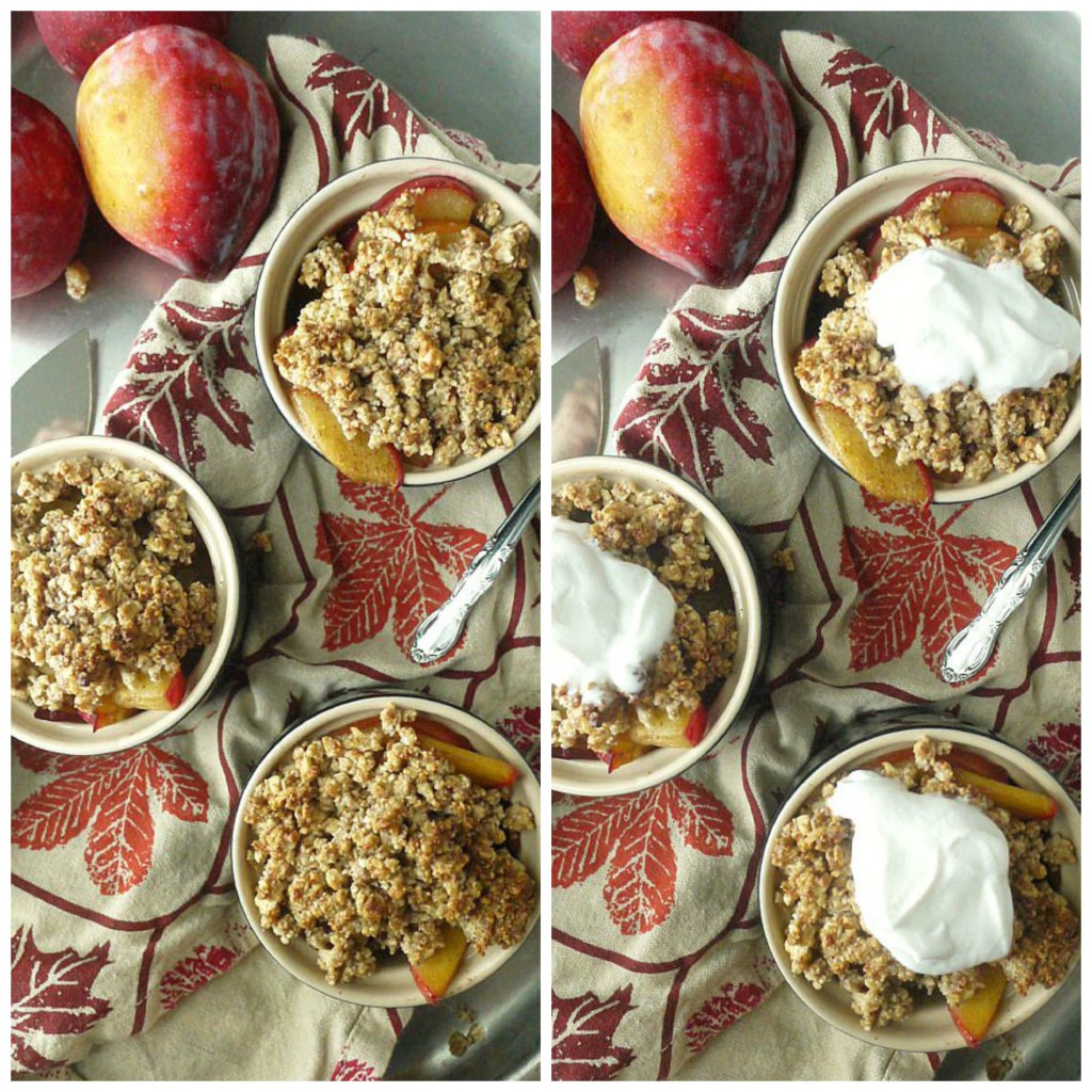 paleo plum crumble with maple ginger coconut cream collage 1