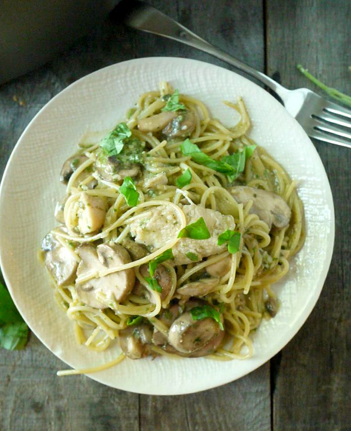 One Pot Chicken and Mushroom Pasta with Sage Pesto 7 adjusted