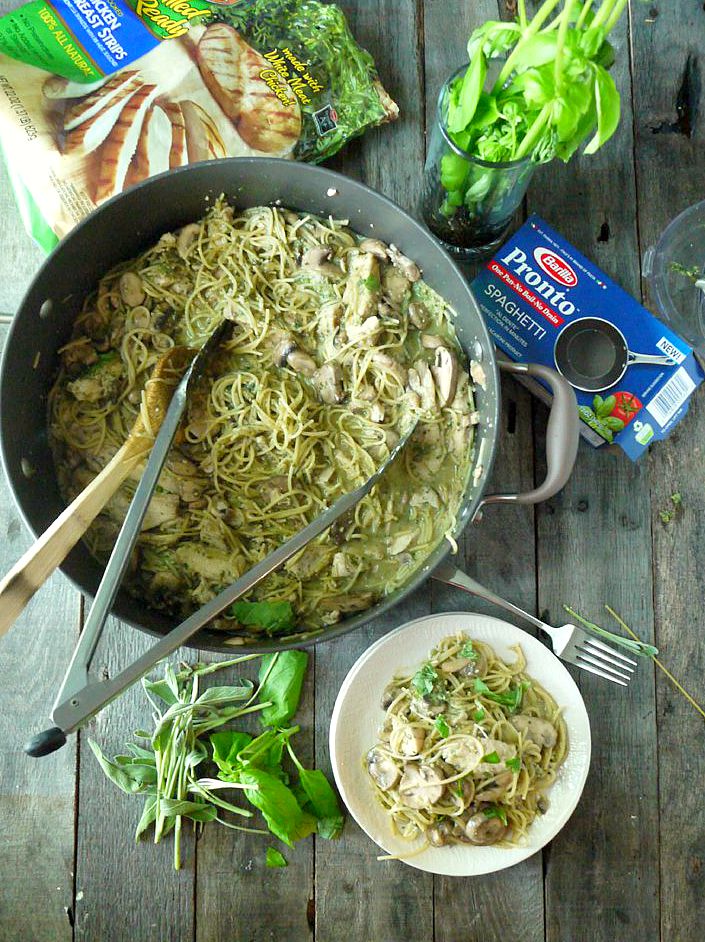 One Pot Chicken and Mushroom Pasta with Sage Pesto 8 adjusted