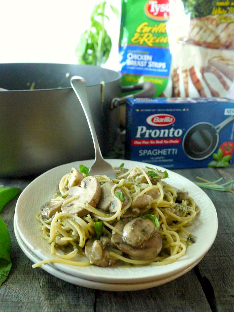 One Pot Chicken and Mushroom Pasta with Sage Pesto 9 adjusted