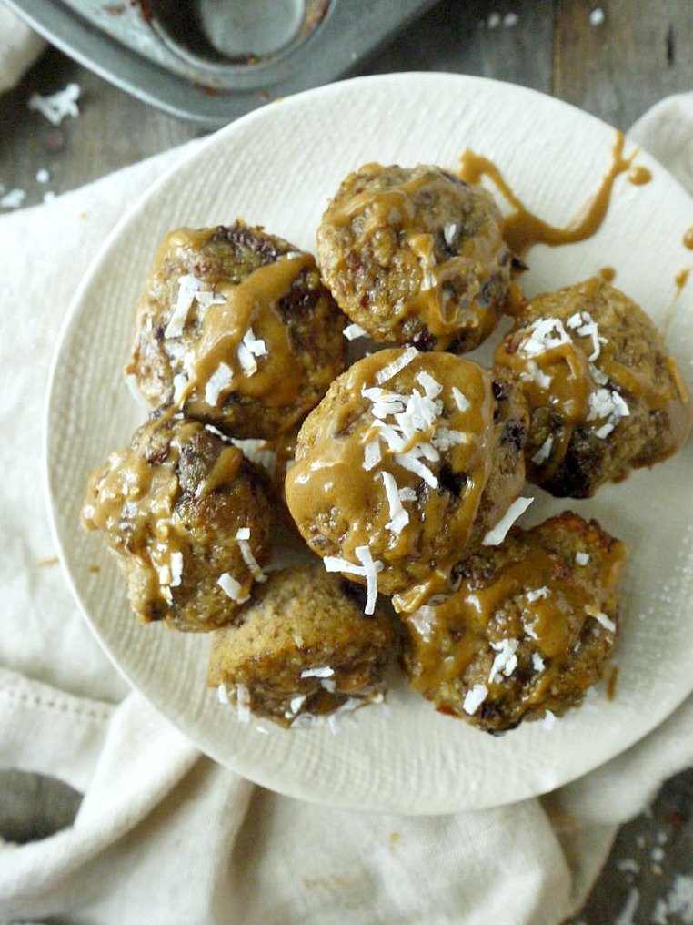 paleo chocolate banana bread bites with coconut-orange glaze 12