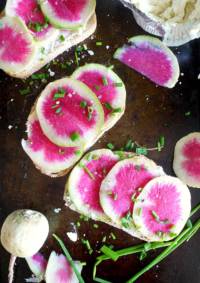 watermelon radish and boursin cheese tartine 8 adjusted