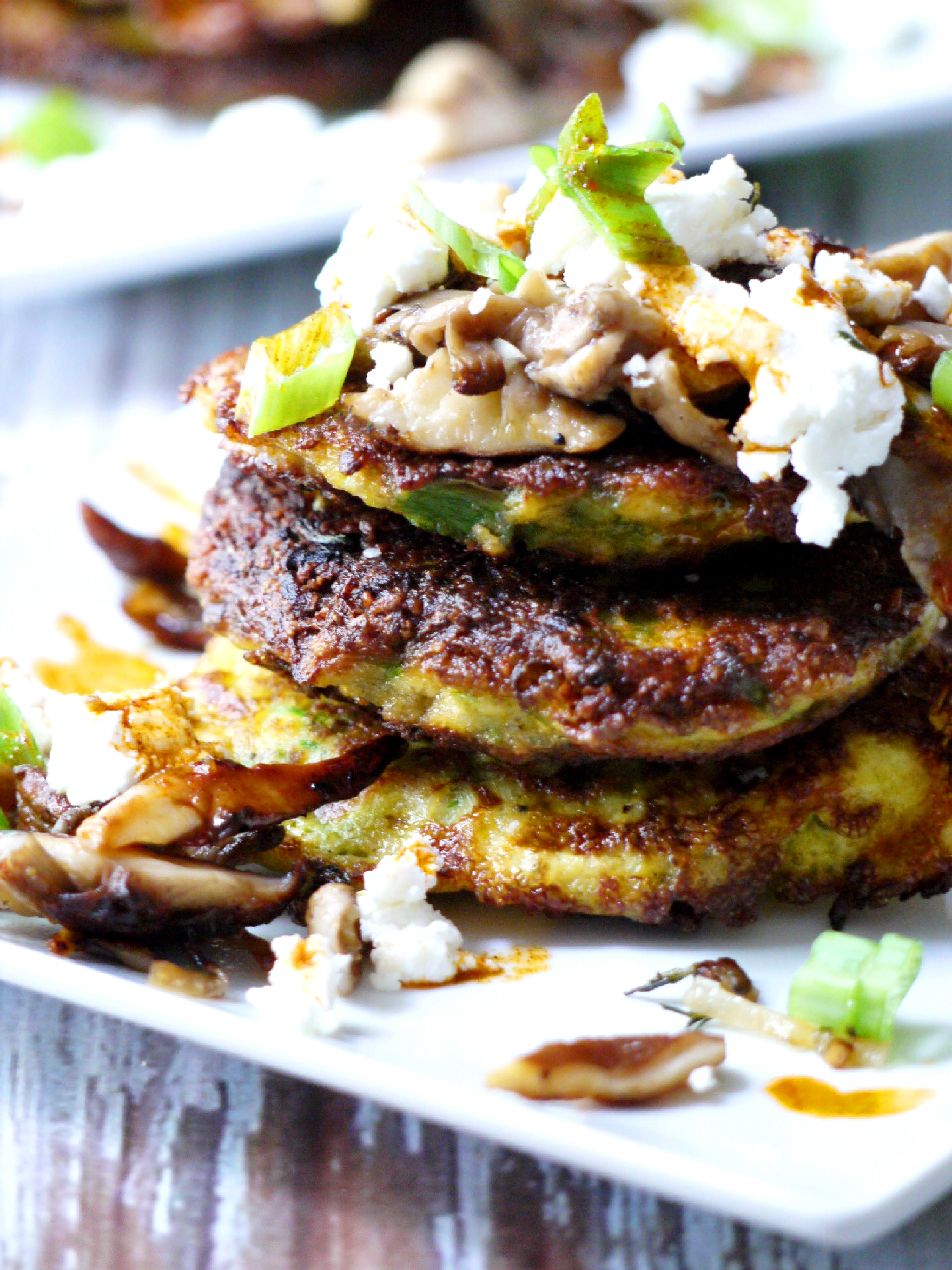 Zucchini Pancakes w/Mushrooms & Goat Cheese - Healthy Recipe Ecstasy